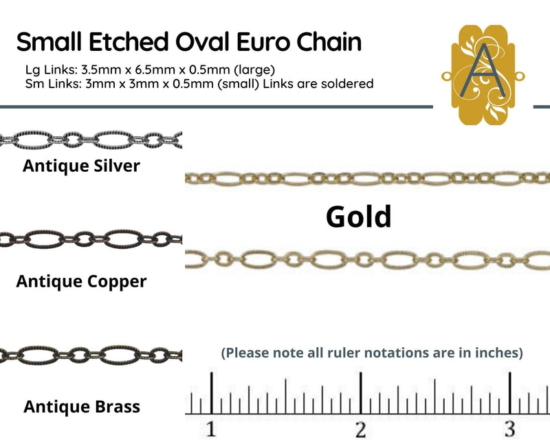 Small Etched Oval Chain in 4 Finishes - The Argus Collection