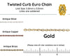 Twisted Curb Euro Chain, Antique Brass, Antique Copper, Antique Silver, Gold - The Argus Collection