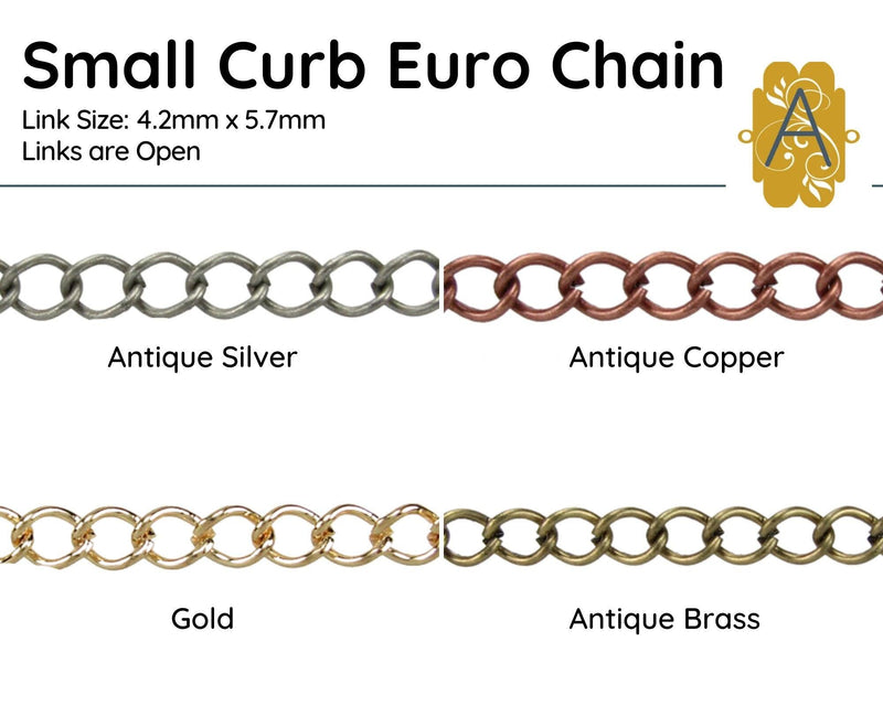 Small Curb Euro Chain, 4 Finishes - The Argus Collection