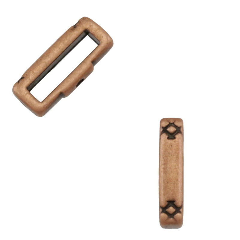 Cross Hatch Crimp Sliders for Leather or Cork, 10mm, in 4 Finishes - The Argus Collection