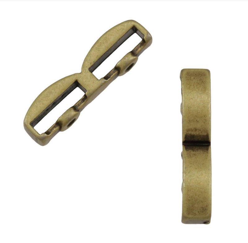 Double Bar Crimp Sliders, for 2 x 10mm Flat Leather or Cork in 4 Finishes - The Argus Collection