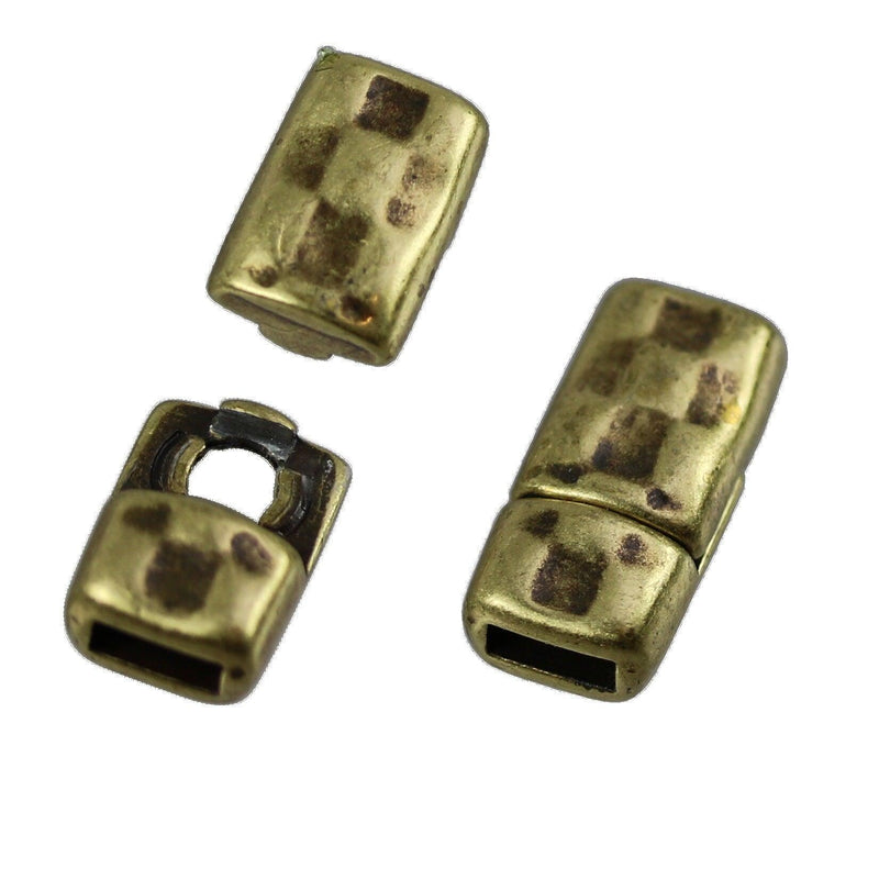 Hammered Magnetic Clasp for Leather or Cork, 5mm, in 3 Finishes - The Argus Collection