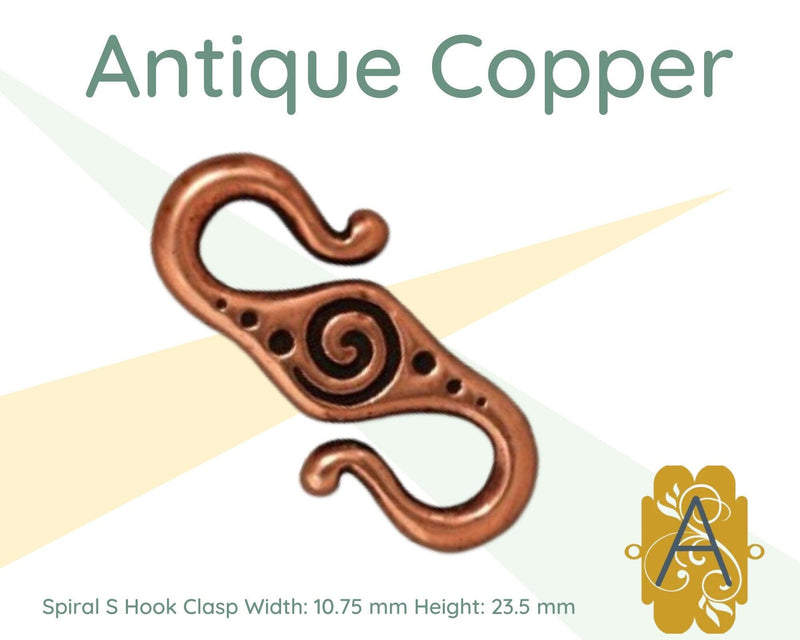 Tierracast Spiral S Hook Clasps, 3 Finishes - The Argus Collection