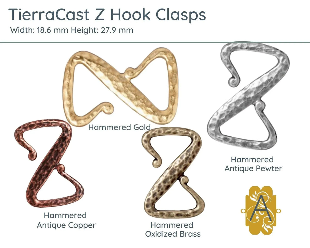 Hammered Z Hook Clasp, 4 Finishes - The Argus Collection