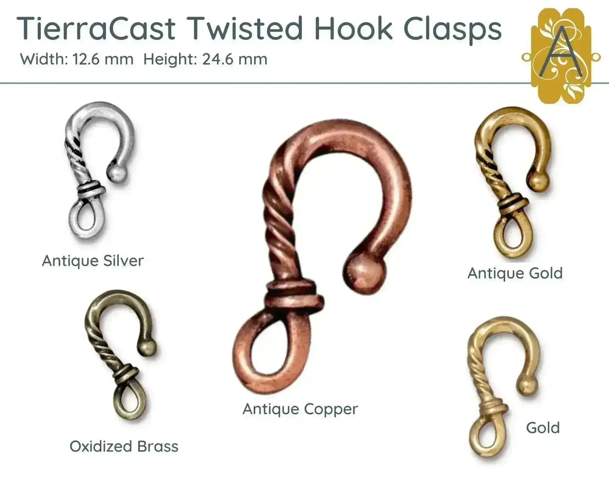 Tierracast Twisted Hook Clasp, 5 Finishes - The Argus Collection