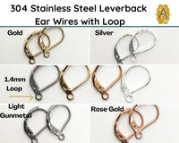 Leverback Earrings with loop, 304 Stainless Steel, 5 Pair, 4 Finishes - The Argus Collection