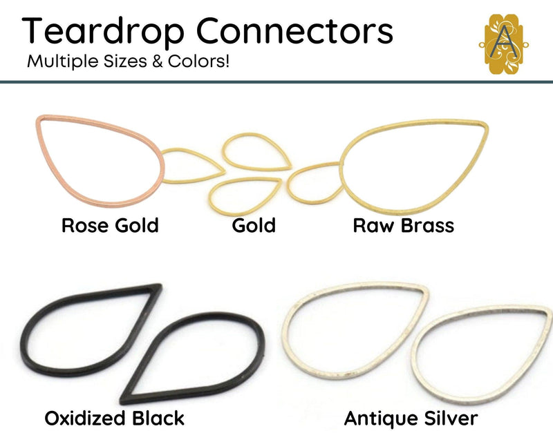 Tear Drop Connectors, 5 Finishes - The Argus Collection