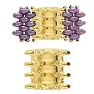 Azalas, Cymbal Superduo Bead Ending or Connector, with Glue In Element - The Argus Collection