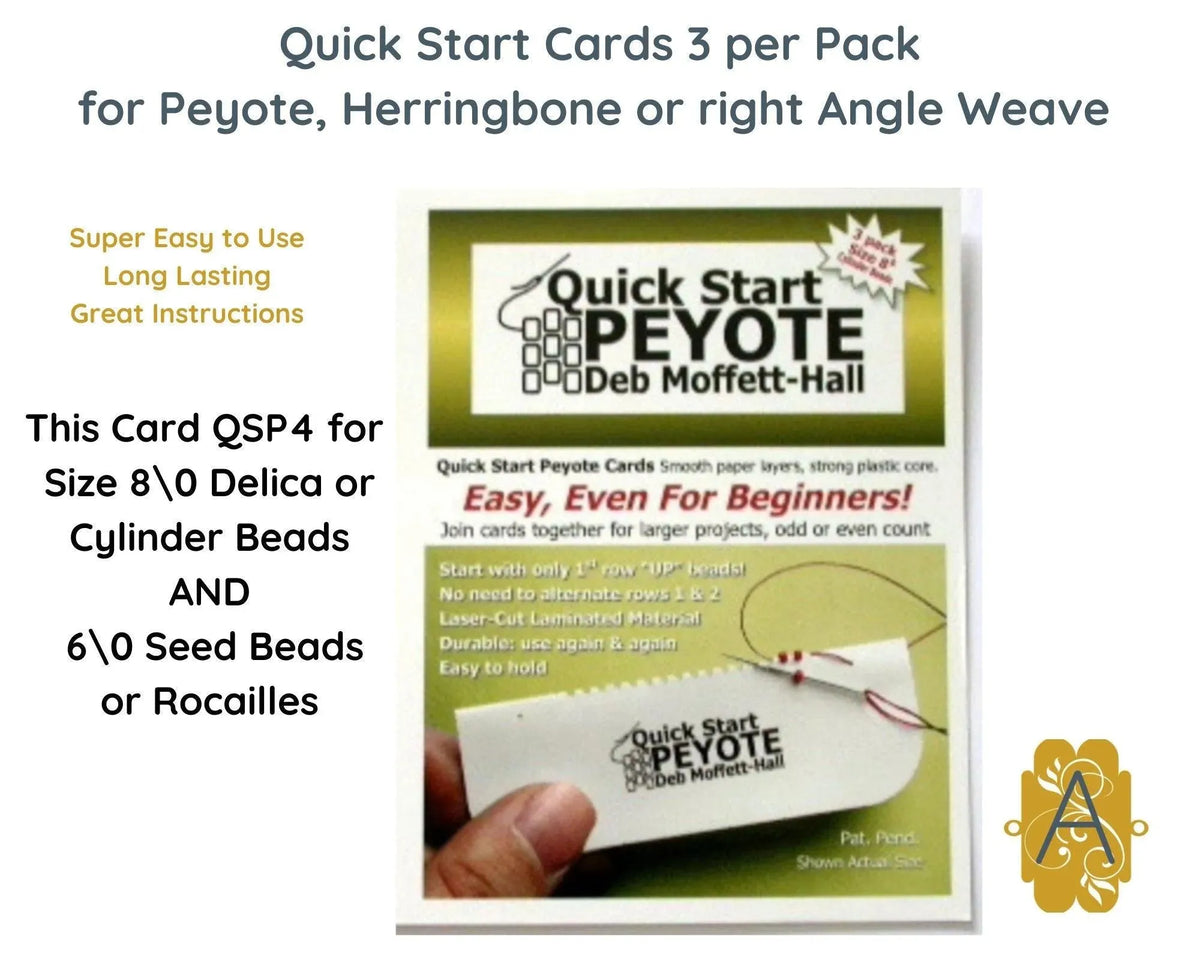 Quick Start Cards for Even or Odd Peyote, 2 Drop Peyote, Herringbone & Right Angle Weave, 3 per Pack + 2 NEW STARTER CARDS - The Argus Collection