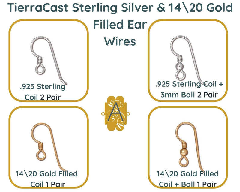 Sterling Silver or 14/20 Gold Filled Earring Wires with a Coil or Coil & 3mm Ball - The Argus Collection