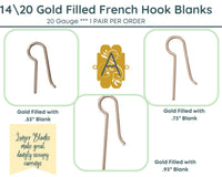 French Hook Earring Wire Blanks in 4 Finishes - The Argus Collection