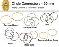 Circle Connectors, 20 or 25mm, Smooth, Geometric or Textured - The Argus Collection