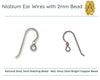 Niobium, French Earring Hooks, TierraCast, 2 or 3mm bead, 2 Pair - The Argus Collection