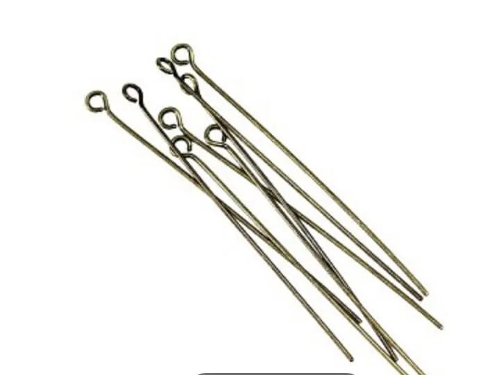 Eye Pins, 20 Gauge, 20 Pieces, 2", Sustainable Brass, Tarnish Resistant, Antique Silver, Gold, Matte Gold, Antique Copper, Antique Brass - ArgusCollection