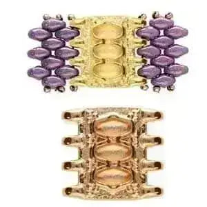Azalas, Cymbal Superduo Bead Ending or Connector, with Glue In Element - The Argus Collection