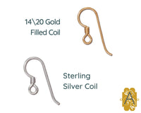 Sterling Silver or 14/20 Gold Filled Earring Wires with a Coil or Coil & 3mm Ball - The Argus Collection