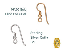 Sterling Silver or 14/20 Gold Filled Earring Wires with a Coil or Coil & 3mm Ball - The Argus Collection