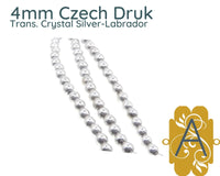 Czech Druks, 3mm, 4mm, 6mm, 8mm, Transparent Crystal Silver-Labrador - The Argus Collection