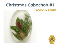 Christmas Cabochons, 45x28mm, Handmade with Real Dried Flowers - The Argus Collection