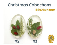 Christmas Cabochons, 45x28mm, Handmade with Real Dried Flowers - The Argus Collection