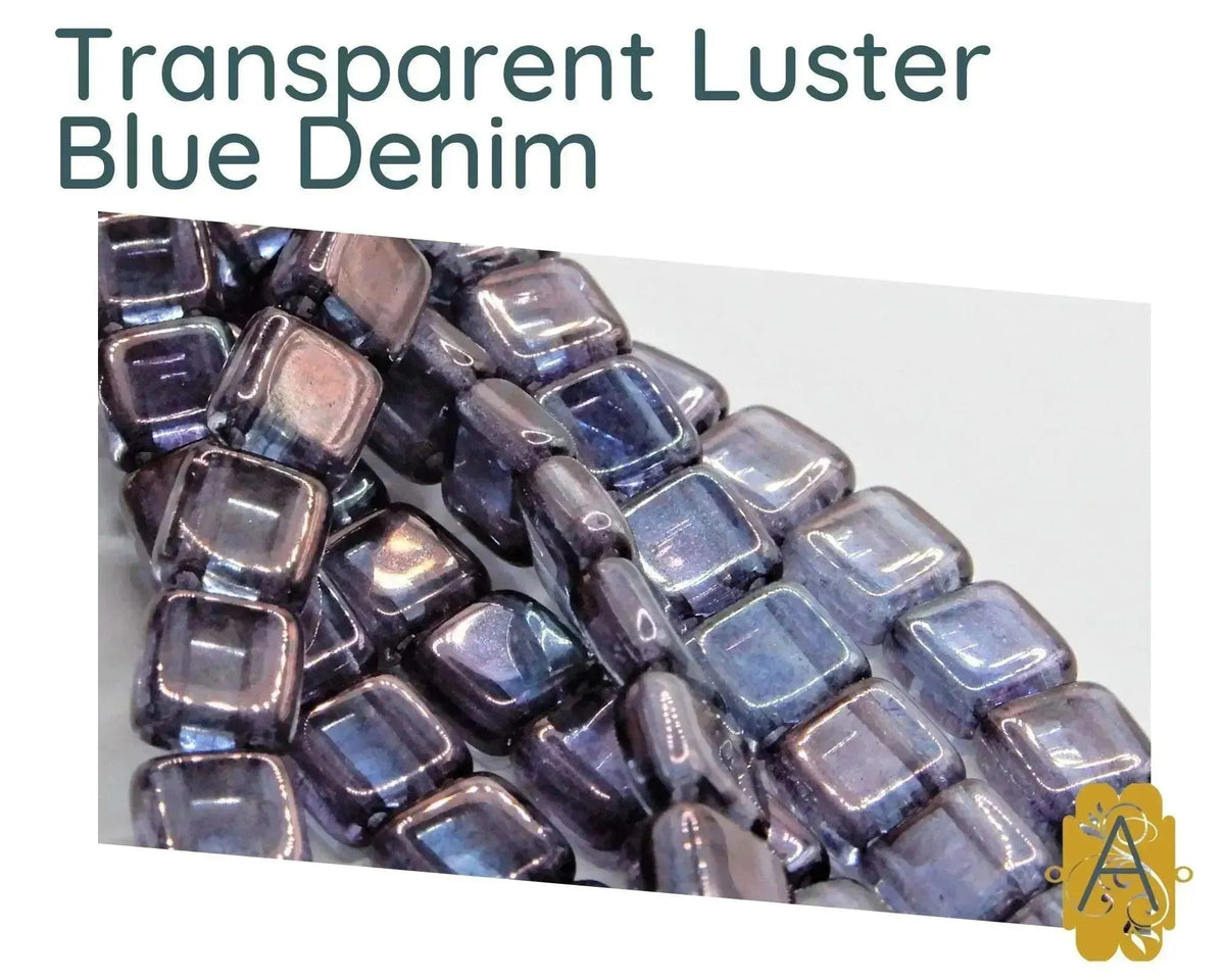 CzechMate 2-Hole Tile Beads, 6mm, Transparent-Luster Collection, 4 Fabulous Colors, 25 Beads - The Argus Collection