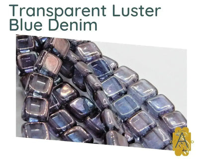 CzechMate 2-Hole Tile Beads, 6mm, Transparent-Luster Collection, 4 Fabulous Colors, 25 Beads - The Argus Collection