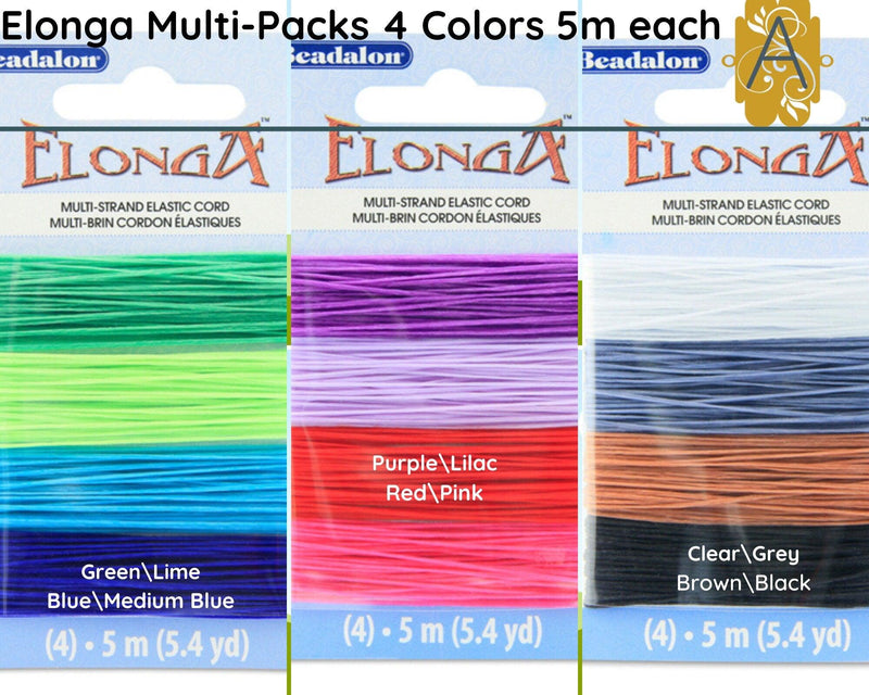 Elonga Stretch Cord, Floss, 4 Colour Multipcks - 5 meters each - The Argus Collection