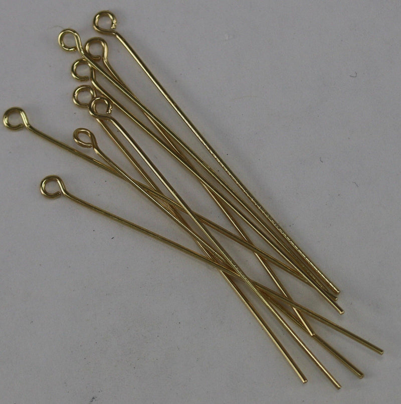 Eye Pins, 20 Gauge, 20 Pieces, 2", Sustainable Brass, Tarnish Resistant, Antique Silver, Gold, Matte Gold, Antique Copper, Antique Brass - ArgusCollection