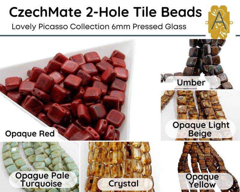 CzechMate Tile Beads, 6mm, Picasso Collection - The Argus Collection