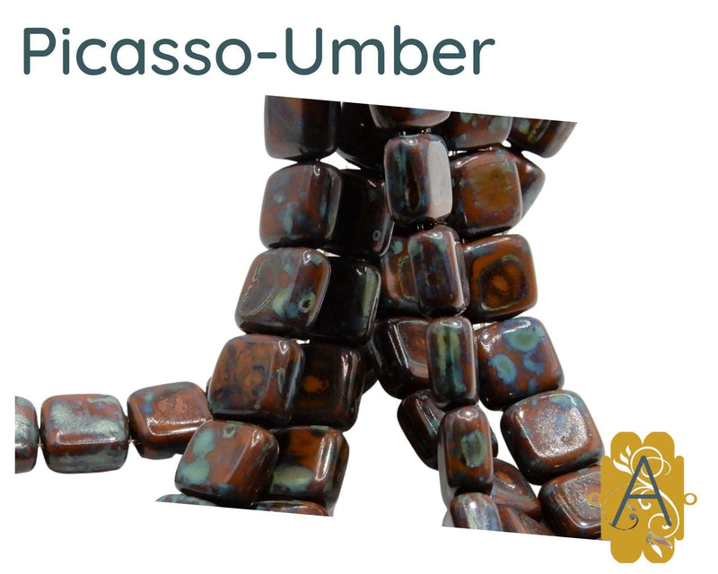 CzechMate Tile Beads, 6mm, Picasso Collection - The Argus Collection