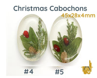 Christmas Cabochons, 45x28mm, Handmade with Real Dried Flowers - The Argus Collection