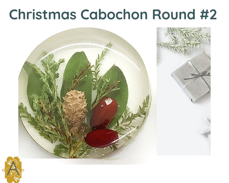 Christmas Cabochons, 23mm, Handmade with Real Dried Flowers - The Argus Collection