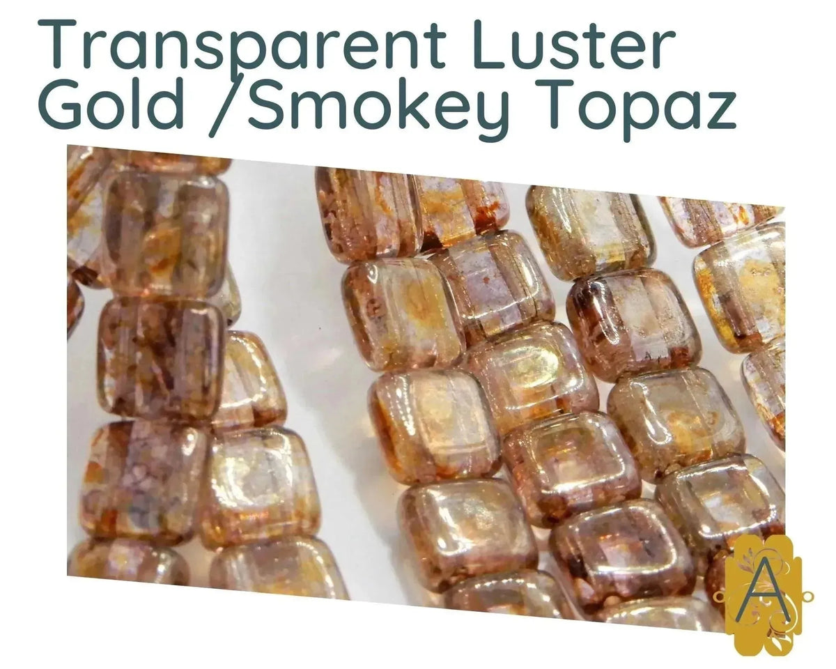 CzechMate 2-Hole Tile Beads, 6mm, Transparent-Luster Collection, 4 Fabulous Colors, 25 Beads - The Argus Collection