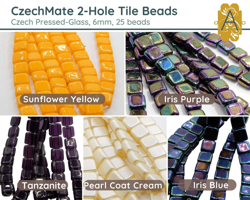 CzechMate Tile Beads, 6mm, in 5 Colors - The Argus Collection