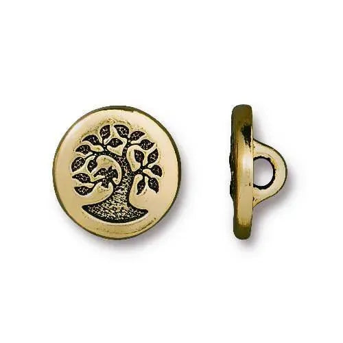 Bird in a Tree Button, Small or Large, 5 Finishes - The Argus Collection