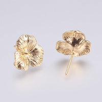 FLOWER UP! Fancy 18K Gold Plated Earring Studs, 1 Pair, for Half Drilled Beads, with Rear Loop - The Argus Collection