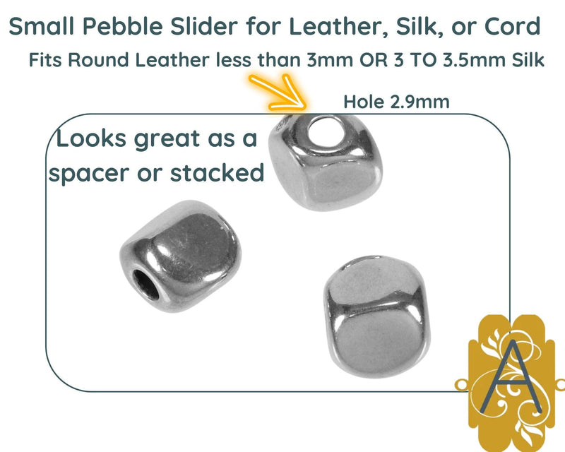 Pebble Sliders (Small) for Round Leather or Cord less than 3mm - The Argus Collection