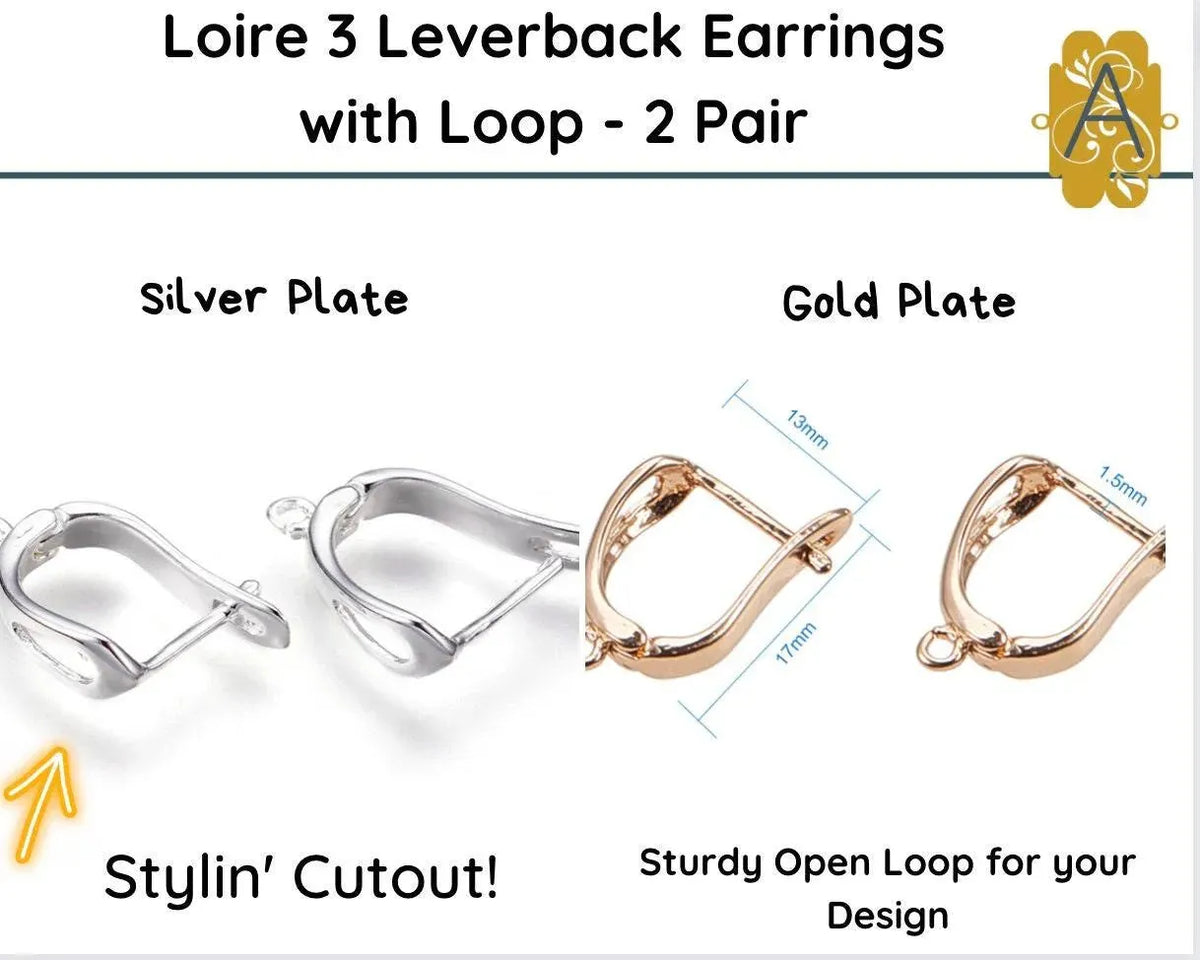 Loire 3, Leverback Earrings, 2 Pr, with Loop & Cutout, 2 Finishes - The Argus Collection