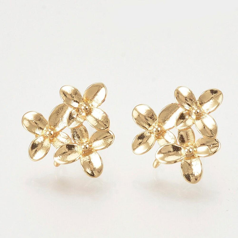 Dogwood, Earring Posts or Studs, 18K Gold Plate, 2 Pair - The Argus Collection