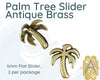 Palm Tree Sliders, 5mm, Flat Leather or Cork, 4 Stunning Finishes - The Argus Collection