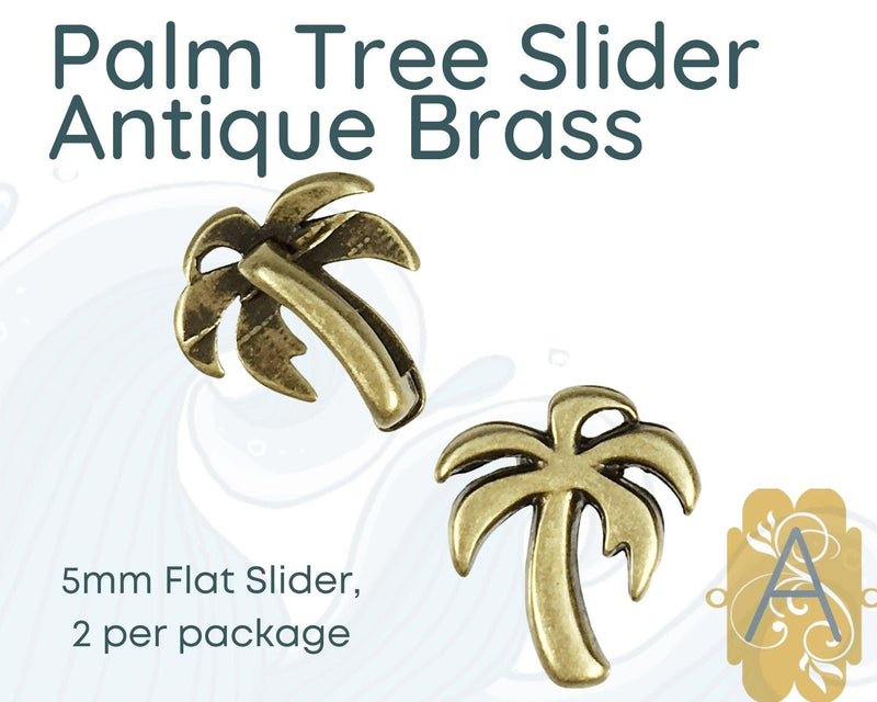 Palm Tree Sliders, 5mm, Flat Leather or Cork, 4 Stunning Finishes - The Argus Collection