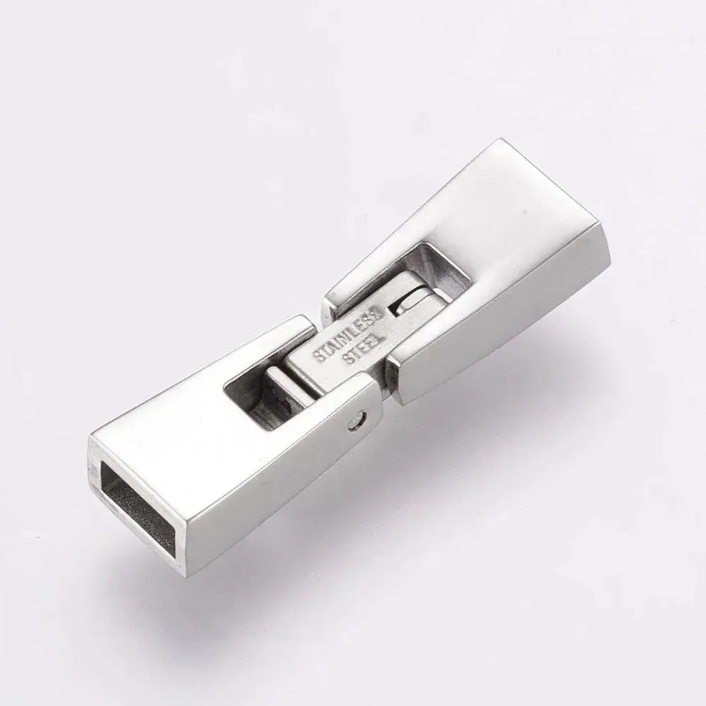 Foldover Clasps for Leather or Cork, 5mm in 204 Stainless Steel - The Argus Collection