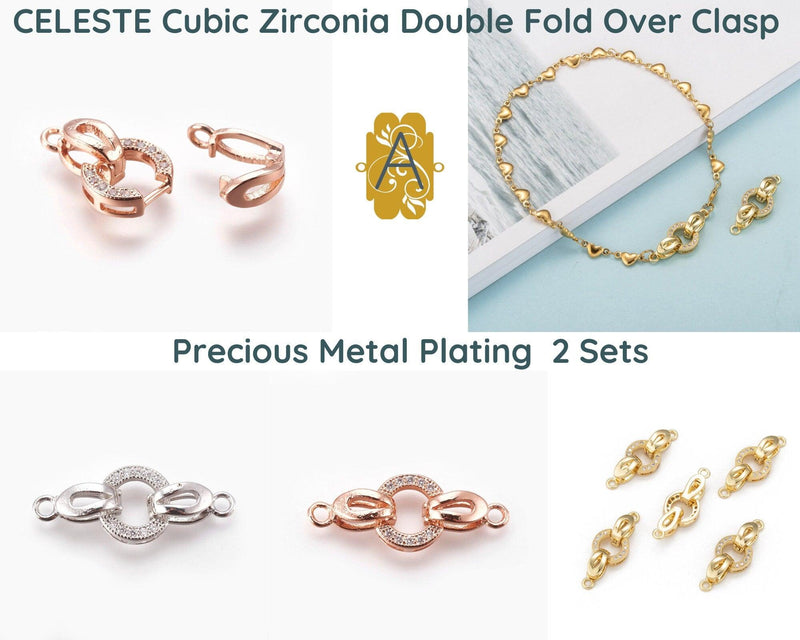 Celeste, 1-Strand Foldover Clasp, Cubic Zirconia, Precious Metal Plating - The Argus Collection