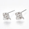 Tiny Flower, Fancy Earring Studs or Posts, Real Platinum Plating, Hypoallergenic, 2 Pair - The Argus Collection