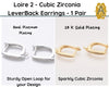 Loire 2, Cubic Zirconia Leverback Earrings, Real Platinum or 18K Gold Plate - The Argus Collection