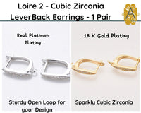 Loire 2, Cubic Zirconia Leverback Earrings, Real Platinum or 18K Gold Plate - The Argus Collection