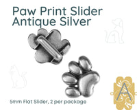 Paw Prints FlatSliders for Leather or Cork, 5mm, in 4 Finishes - The Argus Collection