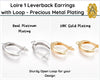 Loire 1, Leverback Earrings with Loop, in Real Platinum or 18K Gold Plate - The Argus Collection