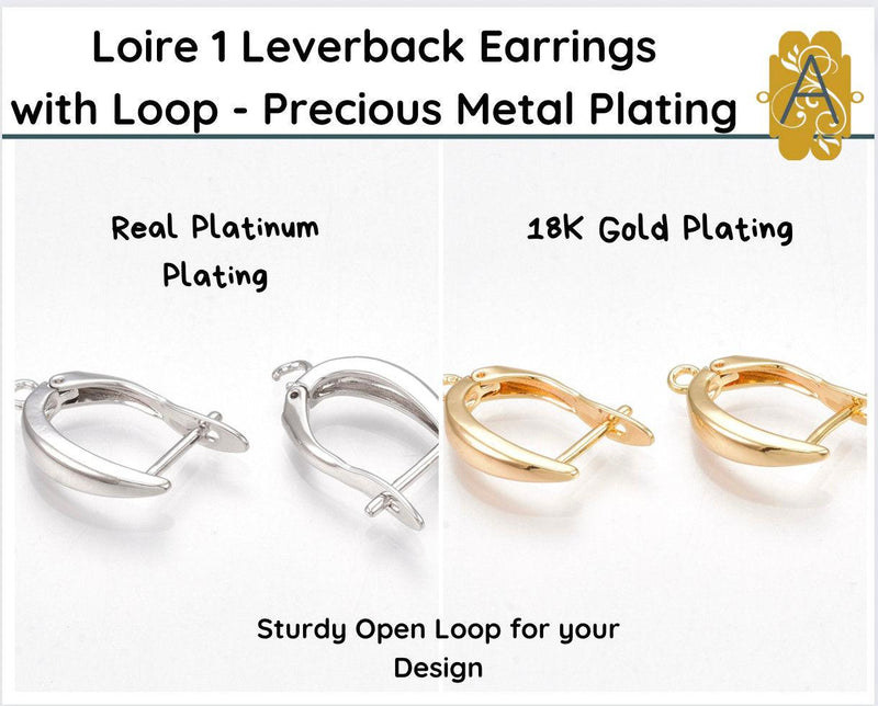 Loire 1, Leverback Earrings with Loop, in Real Platinum or 18K Gold Plate - The Argus Collection