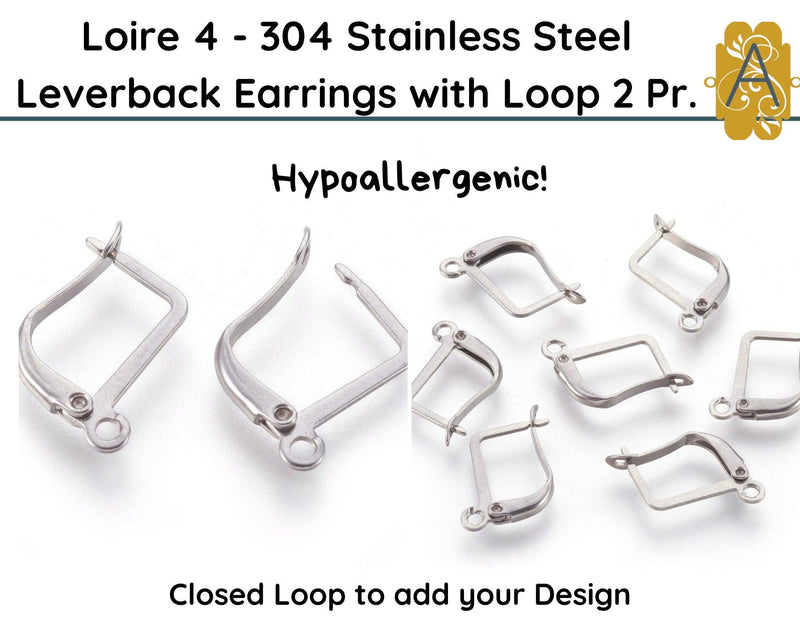 Loire 4, Closed Loop Leverback, 304 Stainless Steel, 2 Pair - The Argus Collection